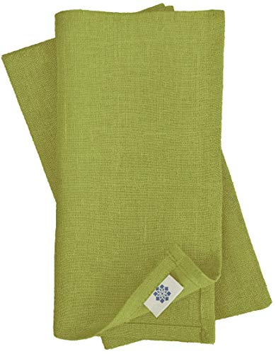 Linen & Cotton Hochwertige 4 x Stoffservietten/Servietten Stoff/Leinenservietten Hygge - 100% Leinen, Grün (32 x 32cm) für Feiern Home Küche Esstisch Dekoration Abendessen Cafe Restaurant von Linen & Cotton