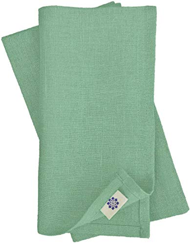 Linen & Cotton Hochwertige 4 x Stoffservietten/Servietten Stoff/Leinenservietten Hygge - 100% Leinen, Mint Grün (32 x 32cm) für Feiern Home Küche Esstisch Dekoration Abendessen Cafe Restaurant von Linen & Cotton