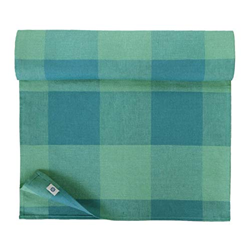 Linen & Cotton Tischläufer Stoff Läufer Tischwäsche Kariert Bunt Emerald - 100% Leinen, Grün Mint Grün (45 x 270 cm) Tischband Tischdeko Tischvlies Tisch Decken Deko für Home Küche Geburstag Party von Linen & Cotton