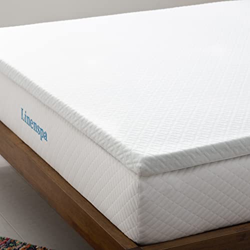 Linenspa Matratzen Topper 150 x 200 cm, 5cm hoch – mit Gel Memory Foam und waschbarem Reißverschlussbezug – Oeko-Tex Matratzenauflage von Linenspa