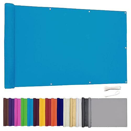 Lingle888 Balkon Sichtschutz PB2 PES blickdichte Balkonumspannung mit Ösen und Kabelbinder 8 Tage geliefert - in div.20 Größen & 14 Farben 420D(Blau,0.8x3m) von Lingle888