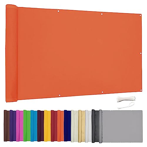 Lingle888 Balkon Sichtschutz PB2 PES blickdichte Balkonumspannung mit Ösen und Kabelbinder 8 Tage geliefert - in div.20 Größen & 14 Farben 420D(Orange,0.8x4.5m) von Lingle888