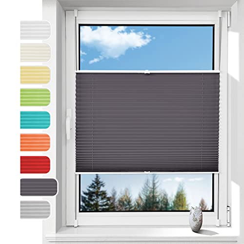 Plissee ohne Bohren Plissees Klemmfix, Easyfix Plisseeroll Rollo für Fenster Einfache Montage Sichtschutz und Sonnenschutz,35 x 130cm von Linhu