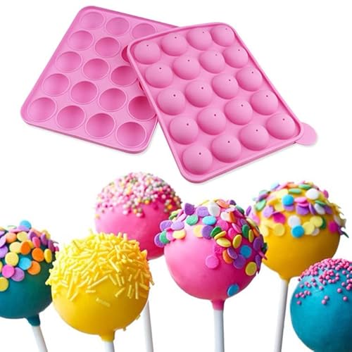 Linian Silikon Cake Pop Form, Lollipop Candy Formen, Silikonform für Cupcake Süßigkeiten Schokolade (Rosa) von Linian