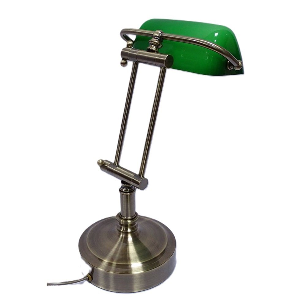 Linoows Tischleuchte Bankerlampe Bürolampe Art Deco Schreibtisch Lampe, ohne Leuchtmittel, je nach Leuchtmittel, Altmessing Tisch Lampe von Linoows