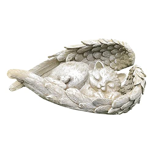 Linsition Engel Hund Katze Dekoration | Katze Hund Engel Haustier Denkmal Grab Marker Tribut Statue, Deko Haustier Gedenken Tier Garten Statue, Polyresin, Gedenkstein Katze/Hund von Linsition