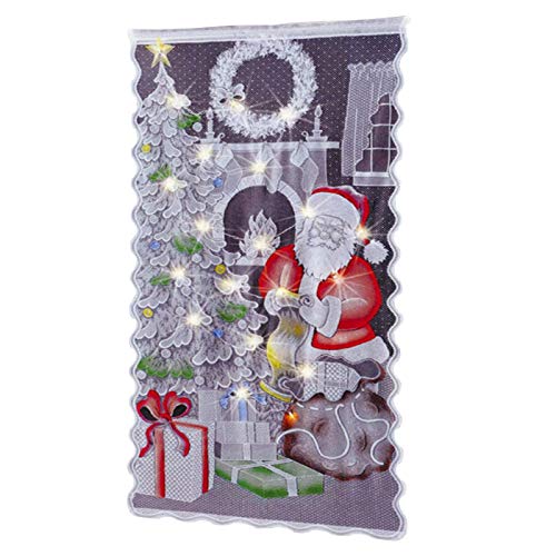 Linsition Weihnachten Vorhänge Tür Scheibengardine Weihnachtsmann Gardine Spitze Vorhang Weihnachtsmann Gardine Spitze Vorhang Weihnachtsgardine Für Küche Badezimmer ?Ohne Lichterket? 213×102cm von Linsition