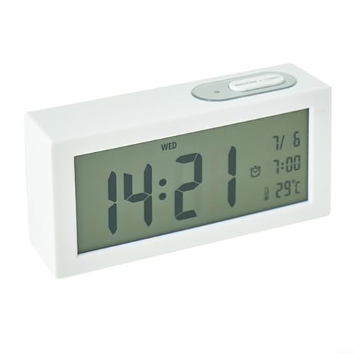 Lioaeust Multifunktionale Uhr, vielseitige Uhr mit Datum, Alarm, ewiger Kalender, Temperatur, leuchtend für Wohnzimmer, Büro, Zuhause (weiß) von Lioaeust