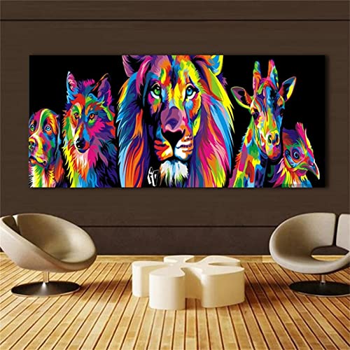 Diamond Painting Full, Bunte Tiere 5D Diamant Painting Bilder Diamond Painting Kit DIY malen nach Zahlen Erwachsene Kinder Stickerei Malerei Kreuzstich für Home Wall Décor Round Drill 100x150cm von 壱岐の華