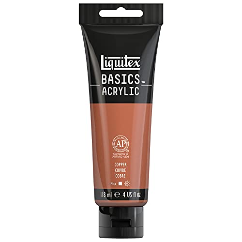 Liquitex 1046230 Basics - Acrylfarbe, monopigmentierte Künstlerpigmente, lichtecht, mittlere Viskosität, Achivqualität, seidenglänzender Finish, 118ml Tube, kupfer von Liquitex