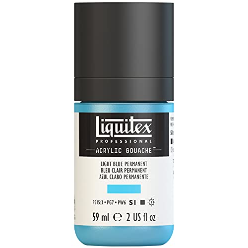 Liquitex 2059770 'Liquitex Professional Acrylic Gouache, Acrylfarbe mit Gouache Eigenschaften, Lichtecht, wasserfest, 59ml Dosier - Flasche - Hellblau Permanent von Liquitex