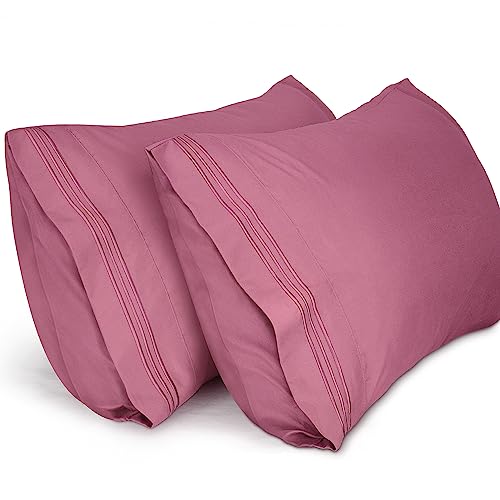 Lirex 2er Pack Kissenbezüge, Weiche Gebürstete Mikrofaser-Kissenbezüge, Maschinenwaschbar, Faltenfrei und Atmungsaktiv (Mauve Rosa, 50x90cm) von Lirex