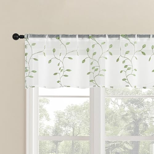 Lirzxin Küchengardine, Scheibengardine Transparent Küchengardinen Gestickt Zweige Blätter Polyester Kurzstore Kurzvorhang Küchen Vorhang Kurzgardine Gardine Stores, 76x91.5CM, Grün, 2er Set Lirzxin Küchengardine, Scheibengardine Transparent Küchengardinen Gestickt Zweige Blätter Polyester Kurzstore Kurzvorhang Küchen Vorhang Kurzgardine Gardine Stores, 76x91.5CM, Grün, 2er Set von Lirzxin