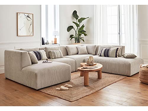 Lisa Design Victoire – modulare Wohnlandschaft Ecksofa rechts - 7-Sitzer – aus Cord Beige von Lisa Design