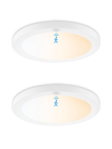 LED Deckenleuchte mit Bewegungsmelder,12W 1200LM Deckenlampe Bewegungssensor Innen,3000K/4000K/6500K LED Deckenleuchte Dimmbar,Rund Modern Deckenlampe für Flur Balkon Keller Treppe Garage,Ø19cm von Litglobe