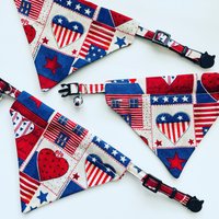 4Th Of July Print Cat Bandana Collar, Amerika, Usa Flaggen, Fourth Of Juli Haustierzubehör, Kätzchen Safety Breakaway, Quick Release Collar von LittleFluffyMonsters