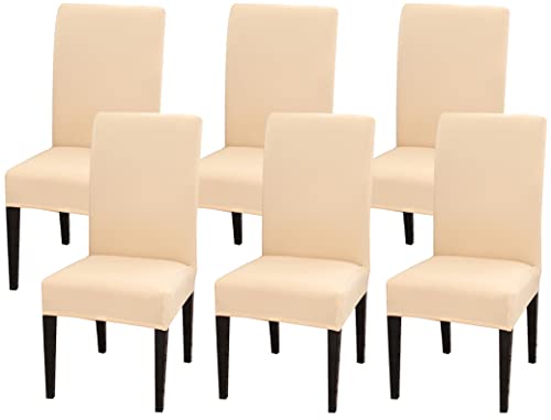 Littleprins Stuhlhussen 6er Set Schwingstühle Stretch Stuhlbezug elastische Hussen für Stühle Stuhlüberzug für Esszimmer Stuhl Hochzeit Partys Bankett (Beige) von Littleprins