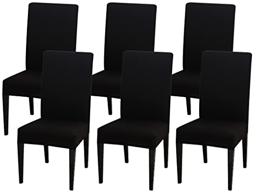 Littleprins Stuhlhussen 6er Set Schwingstühle Stretch Stuhlbezug elastische Hussen für Stühle Stuhlüberzug für Esszimmer Stuhl Hochzeit Partys Bankett (Schwarz) von Littleprins