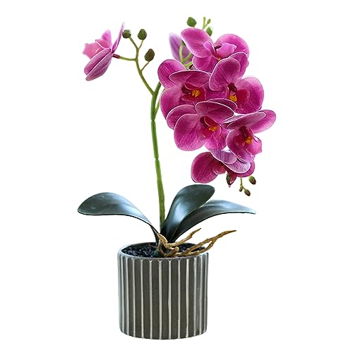 Liummrcy Künstliche Blumen, künstliche Orchidee 12,6 Zoll großer realistischer künstlicher Orchidee in einem Topf Real Touch Decorative Bonsai gefälschte Blumen für Tisch Mittelstücke lila von Liummrcy