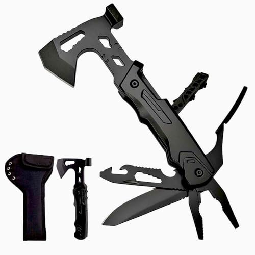 Camping Zubehör 13-1 Multitool mit Demontage Werkzeug,Tragbare outdoor messer werkzeug Survival Gear mit Axt Hammer Zange Säge Schraubendreher Flaschenöffner zum Wandern,Jagen von Lius Group