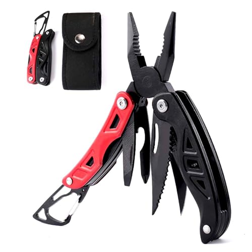 Geschenke für Männer,Klappbare Multitool Werkzeug Camping Zubehör Gadgets,Outdoor taktische Multifunktional Zange messer Schraubendreher EDC Karabiner,Tragbare Mehrzweck Reparierwerkzeug Rot von Lius Group