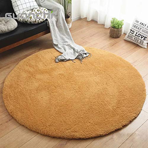 LIVEINU Hochflor Shaggy Teppich für Wohnzimmer Langflor Pflegeleicht Rund Teppich Hochwertig Hohe Fadendichte Wasser Absorbierend Badezimmerteppich Für Wohnzimmer Hellbraun Ø 120 cm von LIVEINU