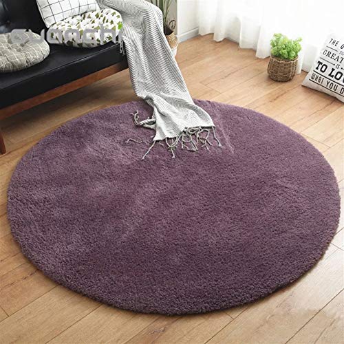 LIVEINU Hochflor Shaggy Teppich für Wohnzimmer Langflor Pflegeleicht Rund Teppich Hochwertig Hohe Fadendichte Wasser Absorbierend Badezimmerteppich Für Wohnzimmer Violett Ø 120 cm von LIVEINU