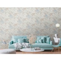 living walls Vliestapete "Stories of Life Blumen-Tapete Beige Blau florale Vliestapete", floral, Mustertapete für Wohnzimmer und Küche von Living Walls