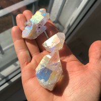 Schöne Angel Aura Quarz Kristall Natur Spitzen/Türme von LivingLightCrystals