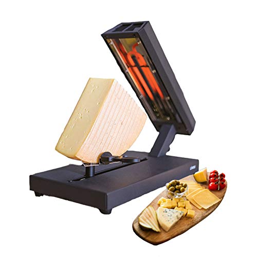 Raclette Grill Schweizer Käseschmelzer - Tischgrill Schmelzgerät Stück Käse Käselaib Schmelzer - Raclettegrill für Raclette 8 Personen leichte Reinigung inkl Holzspatel 400 Watt von Livoo feel good moments