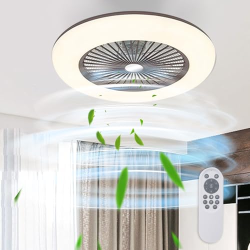 Lixada Deckenventilator mit Beleuchtung LED-Licht Einstellbare Windgeschwindigkeit mit Fernbedienung Ohne Batterie 36W Moderne LED-Deckenleuchte für Schlafzimmer Wohnzimmer Esszimmer,Braun von Lixada