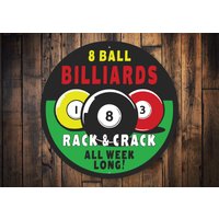 8 Ball Billard Schild, Personalisiertes Pool Liebhaber, Geschenk, Sport Deko, Vintage Schild von LiztonSignShop