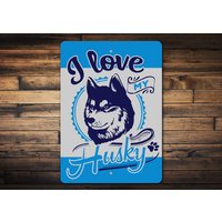 Husky-Besitzer-Schild, We Love Husky-Schild, Husky-Hundeschild, Husky-Hundedekoration, Dekor Für Huskys, Hundebesitzer-Geschenk, Husky-Geschenk von LiztonSignShop