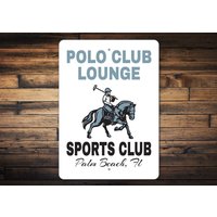 Polo Club Lounge Schild, Sport Geschenk, Lounge, Spieler Dekor Für Polo, Team Dekor, Pferd Scheune von LiztonSignShop