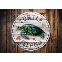 Schildkröten-Insel-Schild, Süßes Schildkröten-Geschenk, Schildkröten-Strand-Geschenk, Geschenk Für Strand, Rustikales Schildkröten-Schild von LiztonSignShop