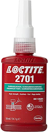 LOCTITE 2701, niedrigviskoser Kleber für die Sicherung von Schrauben, hochfeste Schraubensicherung für Gewinde aus Metall, vibrationsbeständige flüssige Schraubensicherung, 1x50ml von Loctite