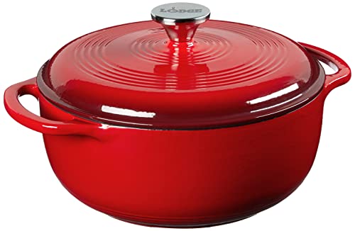 Lodge Schmortopf aus Gusseisen/Porzellan-Emaille, 4,35 l, Rot Lodge Schmortopf aus Gusseisen/Porzellan-Emaille, 4,35 l, Rot von Lodge