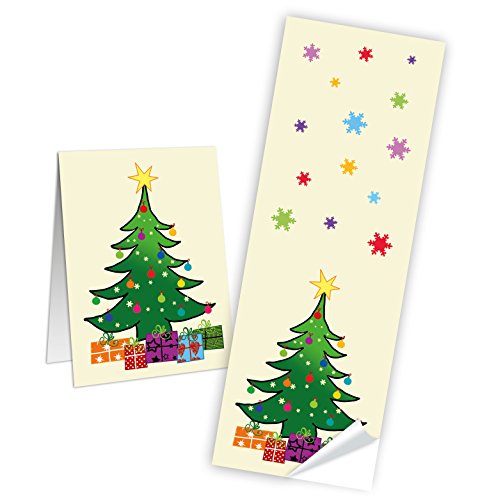 Logbuch-Verlag 10 Weihnachtssticker Weihnachtsbaum Aufkleber beige grün rot Aufkleber für Geschenke Weihnachten 5 x 14,8 cm von Logbuch-Verlag