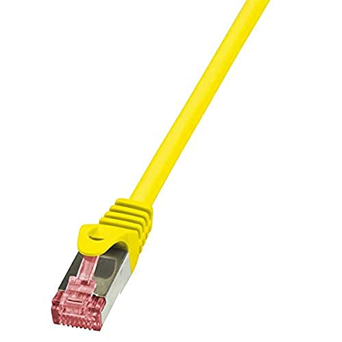 LogiLink CQ2027S RJ45 Netzwerkkabel, Patchkabel CAT 6 S/FTP 0.50m Gelb Flammwidrig, mit Rastnasensch von Logilink