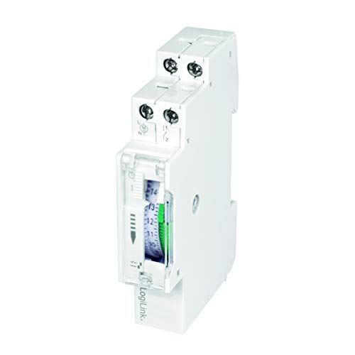 LogiLink DIN-Rail Zeitschaltuhr mit mechanischem Timer zum einfachen Schalten von z.B. Neonlichter, Warmwasserbereiter, Laternen, Bewässerungsanlagen, etc, IP20 Schutz, 138mm von Logilink