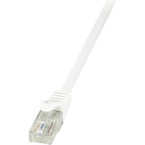 LogiLink CP2021U RJ45 Netzwerkkabel, Patchkabel CAT 6 U/UTP 0.50m Weiß mit Rastnasenschutz, 5 Stück von Logilink