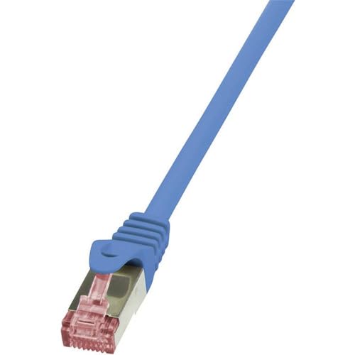 LogiLink CQ2056S RJ45 Netzwerkkabel, Patchkabel CAT 6 S/FTP 2.00m Blau Flammwidrig, mit Rastnasensch, 3 Stück von Logilink