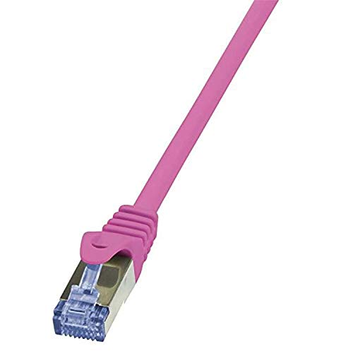 LogiLink CQ3089S RJ45 Netzwerkkabel, Patchkabel CAT 6a S/FTP 7.50m Pink Flammwidrig, mit Rastnasensc von Logilink