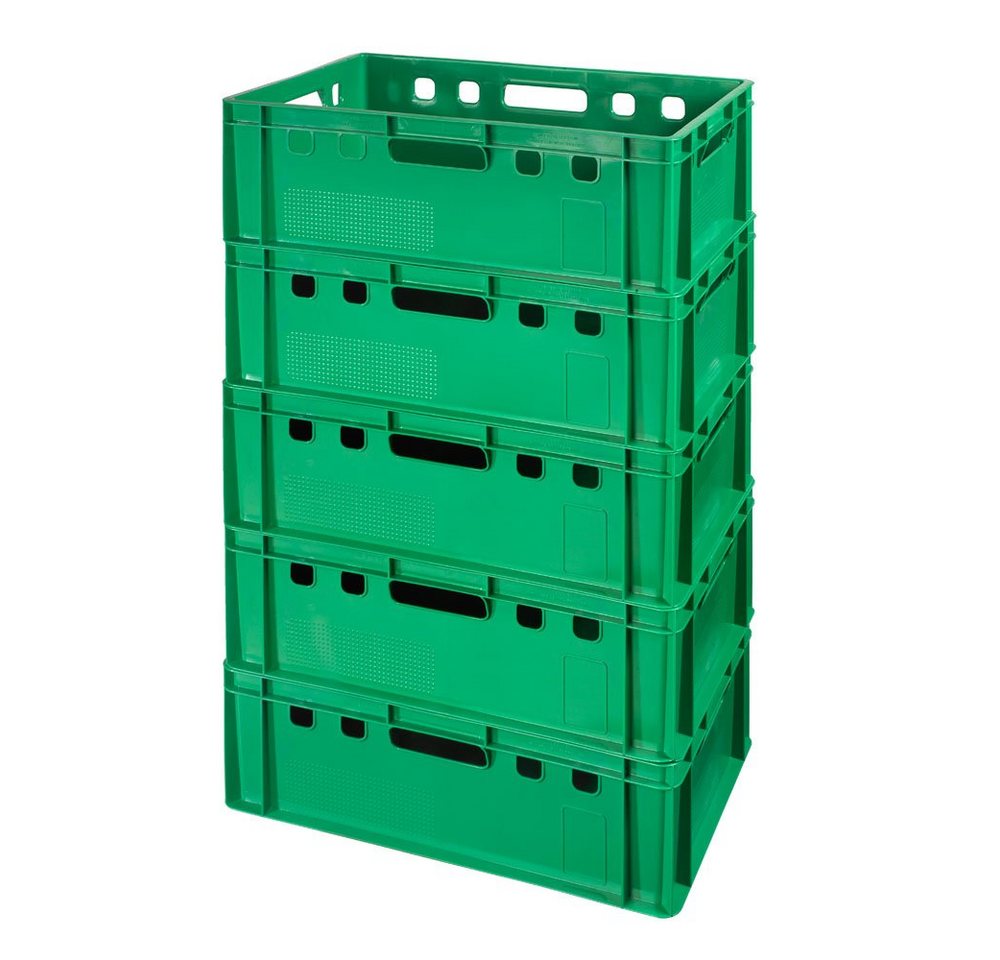 Logiplast Transportbehälter Eurokisten E2 Metzgerkiste Grün, (Spar-Set, 5 Stück), Lebensmittelecht, stapelbar, widerstandsfähig von Logiplast
