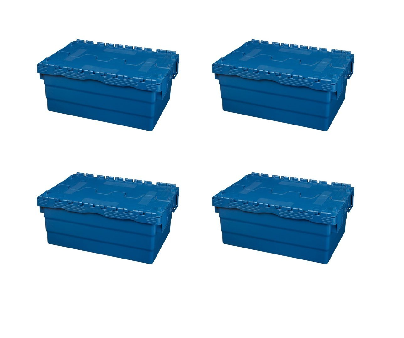 Logiplast Transportbehälter Mehrwegbehälter mit Deckel 45L Volumen – ALC-Behälter Transportbox, (Sparset, 4 Stück), mit Antirutschsicherung, stapelbar und nestbar von Logiplast