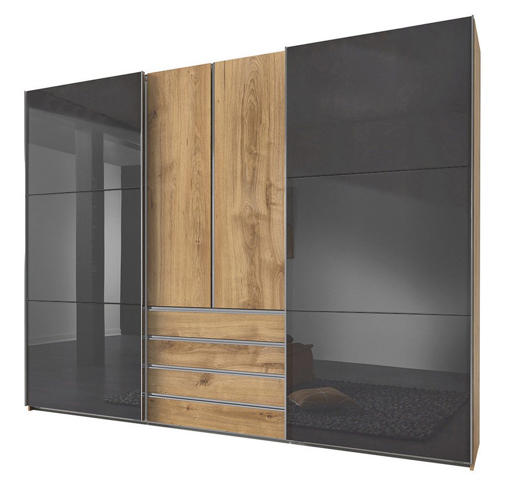 Lomadox Kleiderschrank MIDLAND-43 in Eiche Glasfronten grau Schwebetüren Drehtüren 300x236x65 cm Lomadox Kleiderschrank MIDLAND-43 in Eiche Glasfronten grau Schwebetüren Drehtüren 300x236x65 cm von Lomadox
