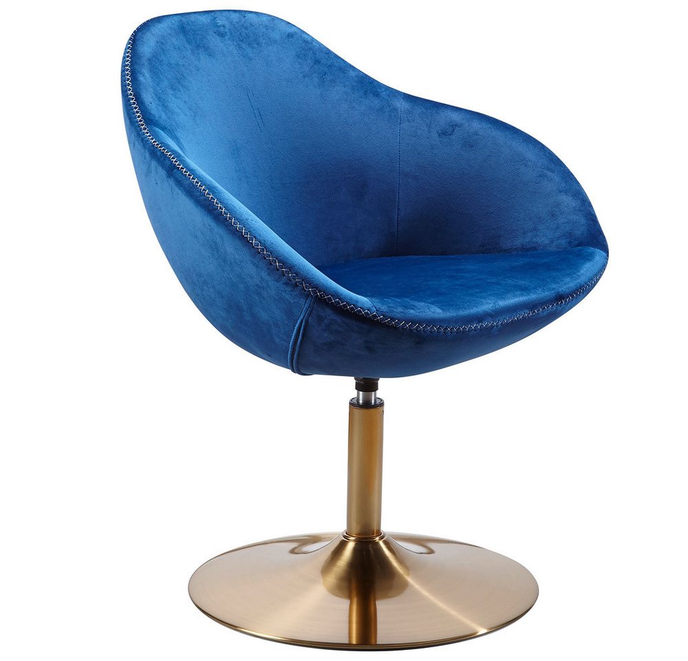 Lomadox Polsterstuhl, Cocktailsessel Clubsessel in blau gold drehbar, B/H/T ca. 70/79/70cm von Lomadox