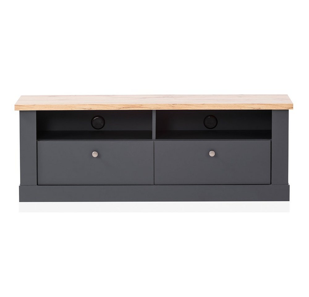 Lomadox Lowboard CESENA-61, Wohnzimmer TV- in anthrazit mit Wotan Eiche Nb., B/H/T 135/51/45 cm von Lomadox