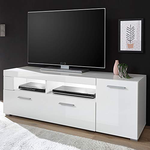 Lomadox TV-Lowboard in Hochglanz weiß, B/H/T ca.: 140/48/40 cm von Lomadox