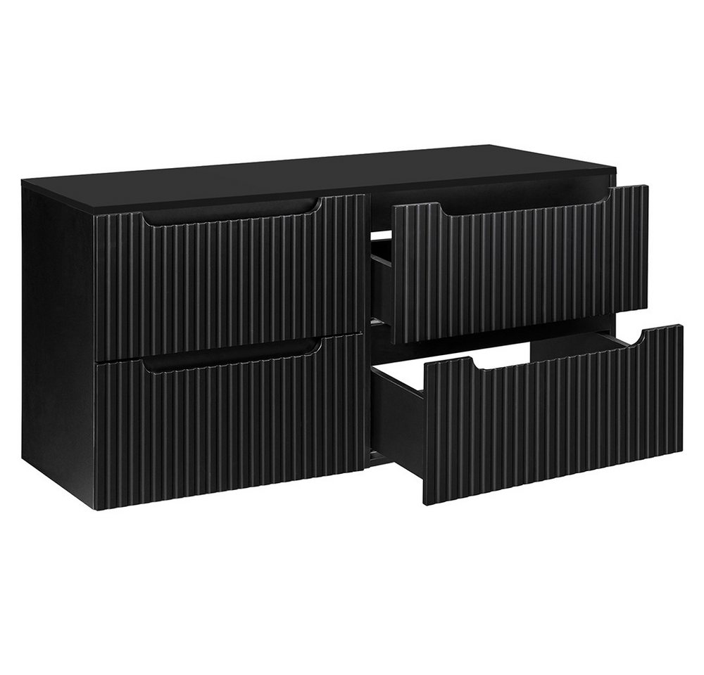 Lomadox Waschbeckenschrank NEWPORT-56-BLACK 120 cm Waschtisch-Unterschrank schwarz 40 cm tief Badschrank 4 Auszüge von Lomadox